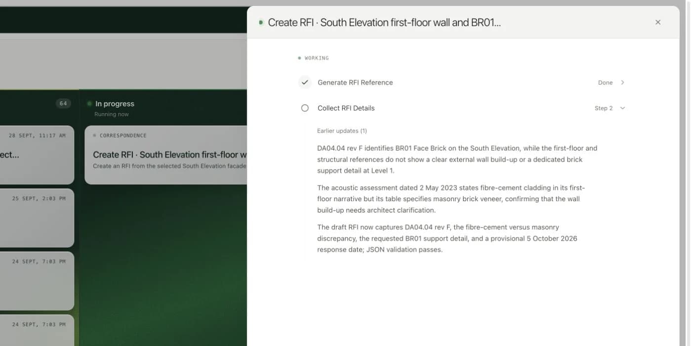 A draft project deliverable ready for review in ASI Construct.